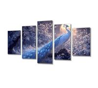Diamond Painting 5 Piezas Luna Pavo real Diamond Painting Adultos, DIY Manualidades Niños Punto de Cruz, Kit Bordado Principiantes, Cuadros Decoracion Salon Modernos, Regalo Mujer 275x138cm j7s-306