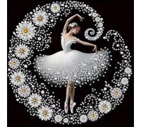 Diamond Painting 5D bailarina de flores - Kit pintura diamante adultos principiantes - Cuadro de diamantes DIY formas especiales con strass redondos Hogar arte de diamante decoración pared 30x30cm