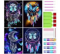 Diamond Painting 5D, Diamond Painting Kit Completo para Adultos y Niños, 4PCS Pintura Diamante 5D para Decoración de Pared del Hogar Regalo Cumpleaños