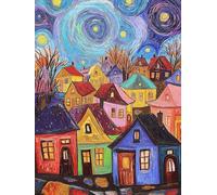 Diamond Painting abstracto Villa Diamond Painting Adultos, Manualidades Adultos DIY Cristal Pintura De Diamante,kits Pintura de Diamantes 5D, arte Diamante Taladro Completo para Decor 40x55cm s-736