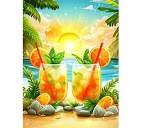 Diamond Painting Adulto Cóctel 30x40cm 5D Pintura De Diamante Paisaje DIY Redondos Completo Diamond Art KitsPrincipiante, Punto De Cruz Diamante Manualidades para Decoracion Hogar Regalos Mujer G-388