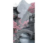 Diamond Painting Adultos 120 x 60 cm, Diamond Painting flores de cerezo, Dibujos con Diamantes Puente Kit Punto de Cruz Manualidades Adultos, Pintura Diamante para Wall art Decoracion Hogar DZSH3736