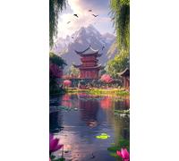 Diamond Painting Adultos 140 x 70 CM, 5D DIY Diamond Painting Lago, Dibujos con Diamantes Arquitectura Kit Punto de Cruz Manualidades Adultos, Pintura Diamante para Wall art Decoracion Hogar DZSH2997