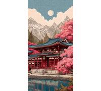 Diamond Painting Adultos 140x70 CM, Diamond Painting flores de cerezo, Dibujos con Diamantes Arquitectura Kit Punto de Cruz Manualidades Adultos, Pintura Diamante para Wall art Regalo Mujer DZSH2877