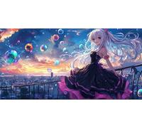 Diamond Painting Adultos, 5D Diamond Painting Kit Completo, Pintura Diamante Chica de anime, DIY Redondo Cristal Bordado Punto de Cruz Kit para la Decoración de la Pared del Hogar 70x140cm, P754