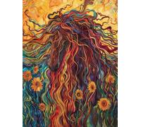 Diamond Painting Adultos, 5D Dibujos con Diamantes Caballo Diamond Art Girasol Pintura de Diamante Niños, DIY Manualidades Adultos, 100x150cm Punto de Cruz Diamante Lienzo, Decoración Pared 6X-888