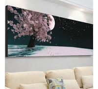 Diamond Painting Adultos, 5D Dibujos con Diamantes flores cerezo Diamond Art Luna Pintura de Diamante Grande, DIY Manualidades Adultos, Punto de Cruz Diamante Lienzo, Decoración Pared Regalo 7X-608