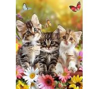 Diamond Painting Adultos, 5D Dibujos con Diamantes Margarita Diamond Art Gato Pintura de Diamante Niños, DIY Manualidades Adultos, 40x60cm Punto de Cruz Diamante Lienzo, Decoración Pared Regalo 6X-220