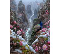 Diamond Painting Adultos, 5D Dibujos con Diamantes Montaña Diamond Art Pavo real Pintura de Diamante Niños, DIY Manualidades Adultos, 60x90cm Punto de Cruz Diamante Lienzo, Decoración Pared 6X-988