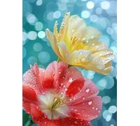 Diamond Painting Adultos, 5D Dibujos con Diamantes Planta Diamond Art Rocío Pintura de Diamante Niños, DIY Manualidades Adultos, 20x30cm Punto de Cruz Diamante Lienzo, Decoración Pared Regalo 6X-134