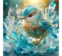 Diamond Painting Adultos 5D pájaro,Arte de gemas con cristales de imitación,con flores azules y diamantes de imitación,principiante diamond painting kit DIY,Arte Manualidades para del Hogar-30x30cm