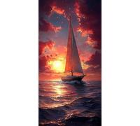 Diamond Painting Adultos 60 x 30 CM, 5D DIY Diamond Painting Bote, Dibujos con Diamantes Mar Kit Punto de Cruz Manualidades Adultos, Pintura Diamante para Wall art Decoracion Hogar Regalo DZSH3313