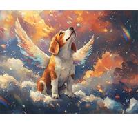 Diamond Painting Adultos Ángel Pintura de Diamante Perro, 5D DIY Diamond Painting Punto de Cruz Manualidades Adultos, Strass Bordado Mosaico Puzzle Art para Decoración Hogar Regalo 50x40cm E0-858