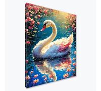 Diamond Painting Adultos Animal Diamond Painting Kit Completo, Cisne Pintura de Diamante Niños, DIY 5D Cristal Bordado Punto de Cruz Manualidades para Decoracion Hogar, Regalo Mujer 45x60 cm F0-636