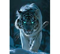 Diamond Painting Adultos Animal, Full Square Drill Pintura de Diamante Tigre blanco Manualidades Ninos 10 Anos, DIY Diamond Painting Kit Completo para Decoracion de Pared Del Hogar 80x120cm FC-353