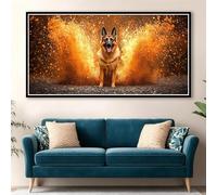 Diamond Painting Adultos Animal Pintura Diamante, Perro Diamond Painting 5D Completo, DIY Cuadrado Cristal Bordado Punto de Cruz Cuadros de Diamantes para Decoracion Hogar, Regalo Mujer 50x25cm 0J-956