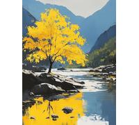 Diamond Painting Adultos Árbol Diamond Art Río Dibujos con Diamantes Kit para Adultos, 5D DIY Punto de Cruz Bordado Diamante Arte Manualidades Kit para Decoración Hogar, Regalo 40x50cm, Model 369