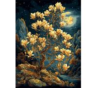 Diamond Painting Adultos Árbol DIY 5D Diamond Painting Kit Completo, Luz de la luna Punto de Cruz Diamante Manualidades, Pintura de Diamante Pintura por Numeros para Decoración Hogar 80x100cm FG-80