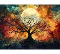 Diamond Painting Adultos Árbol, Pintura Diamante Luna 80x60 cm T0-160