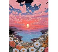 Diamond Painting Adultos Atardecer 45x60cm, DIY Pintura Diamante Flor Full Drill Cuadro Diamantes Manualidades Niños, Dibujos con Diamantes Punto de Cruz Kit de Bordado para Decoración Hogar J-353K