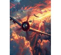 Diamond Painting Adultos Atardecer, 5D Diamond Painting AvióN, DIY Manualidades Adultos, Dibujos con Diamantes Bordado Punto de Cruz Kit, Kit de Arte de Mosaico, Decoracion Hogar Regalo 60X80cm 1-5448