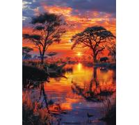Diamond Painting Adultos Atardecer, 5D Diamond Painting Paisaje, DIY Manualidades Adultos, Dibujos con Diamantes Punto de Cruz Kit, Kit de Arte de Mosaico, Decoracion Hogar Regalo 50x65cm 6-5676