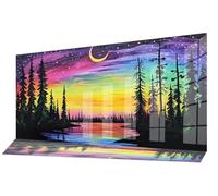 Diamond Painting Adultos Aurora Pintura de Diamante Vista Al Mar Punto de Cruz Kits, 5D Dibujos con Diamantes Kit Completo DIY Cuadros Pintar por Numeros Adultos, Decoracion Pared 110 x 50 cm C-647