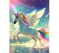 Diamond Painting Adultos Caballo DIY 5D Diamond Painting Kit Completo, Ala Punto de Cruz Diamante Manualidades, Pintura Diamante Pintura por Numeros Principiantes para Decoración Hogar 50x70cm FG-768