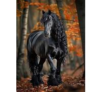 Diamond Painting Adultos Caballo DIY 5D Diamond Painting Kit Completo, Bosque Punto de Cruz Diamante Manualidades, Pintura de Diamante Pintura por Numeros Principiantes Decoración Hogar 40x50cm FG-789