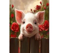 Diamond Painting Adultos cerdo Manualidades Niños 5D DIY Punto de Cruz Kit Completo flor Dibujos con Diamantes, Pintura Diamante Adultos Principiantes Cuadro Diamantes, Home Decoration 70x90cm q-998
