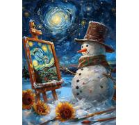 Diamond Painting Adultos Cielo Estrellado 30x40cm, Pintura Diamante Muñeco De Nieve Cuadro Diamantes Manualidades Niños, Dibujos con Diamantes Punto de Cruz Kit de Bordado para Decoración Hogar J-389K