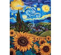Diamond Painting Adultos Cielo Estrellado 55x70cm, DIY Pintura Diamante Girasol Cuadro Diamantes Manualidades Niños, Dibujos con Diamantes Punto de Cruz Kit de Bordado para Decoración Hogar J-231K