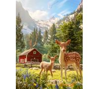 Diamond Painting Adultos Ciervo DIY 5D Diamond Painting Kit Completo, Granja Punto de Cruz Diamante Manualidades, Pintura de Diamante Pintura por Numeros Principiantes Decoración Hogar 50x70cm FG-740