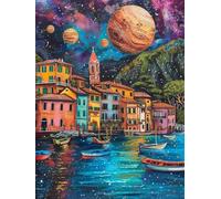 Diamond Painting Adultos Ciudad 30x50cm, DIY Pintura Diamante Cielo Estrellado Cuadro Diamantes Manualidades Niños, Dibujos con Diamantes Punto de Cruz Kit de Bordado para Decoración Hogar J-407K