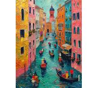 Diamond Painting Adultos Ciudad del Agua DIY 5D Diamond Painting Kit Completo, Arquitectura Punto de Cruz Diamante Manualidades, Pintura de Diamante Principiantes para Decoración Hogar 40x50cm FG-255