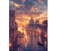 Diamond Painting Adultos Ciudad del Agua, Full Square Drill Pintura de Diamante Arquitectura Manualidades Ninos 10 Anos, DIY Diamond Painting Kit Completo para Decoracion de Pared Hogar 40x60cm FC-414