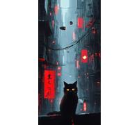 Diamond Painting Adultos Ciudad del gato, 5D Diamond Painting Niños Kit Completo, Dibujos Con Diamantes Arte Punto de Cruz 70x90cm, Bella Mujer DIY Art Kits Adulto Principiante, Decoración Hogar H477