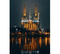 Diamond Painting Adultos Ciudad DIY 5D Diamond Painting Kit Completo, Vista nocturna Punto de Cruz Diamante Manualidades, Pintura de Diamante Pintura por Numeros para Decoración Hogar 40x50cm FG-796