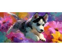 Diamond Painting Adultos Color Husky, 5D Diamond Painting Niños Kit Completo, Dibujos Con Diamantes Arte Punto de Cruz 50x130cm, Bella Mujer DIY Art Kits Adulto Principiante, Decoración Del Hogar H224