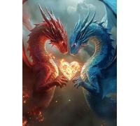 Diamond Painting Adultos Completo Kits DragóN, 5D Diamond Painting Niños Kit Amor, Cristal Art Manualidades, Mosaico de Diamantes Hogar Paredes Decoración, Excelente Señora Niños Regalos 35x50cm w-453