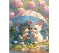 Diamond Painting Adultos Completo Kits Gatos, 5D Diamond Painting Niños Kit Llueve, Cristal Art Manualidades, Mosaico Diamantes Hogar Paredes Decoración, Excelente Señora Niños Regalos 70x95cm w-525