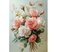 Diamond Painting Adultos Completo Kits PeoníA, 5D Diamond Painting Niños Kit Mariposa, Cristal Art Manualidades, Mosaico Diamantes Hogar Paredes Decoración, Excelente Señora Regalos 50x70cm w-565