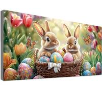 Diamond Painting Adultos Conejo, Diamond Painting Niños Semana Santa, Punto de Cruz Diamante Kit Manualidades Adultos Regalos, 5D DIY Pintura Diamante Cuadros de Diamantes Decor Home 90x180cm C2-403