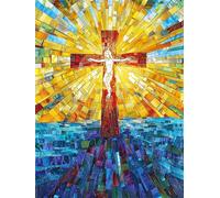 Diamond Painting Adultos Cruz 60x80cm, DIY Pintura Diamante Color Cuadro Diamantes Manualidades Niños, Dibujos con Diamantes Punto de Cruz Kit de Bordado para Decoración De Pared Del Hogar J-619K