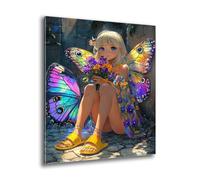 Diamond Painting Adultos Duende Ala, DIY Punto de Cruz Cuadros de Diamantes Kit, Manualidades Adultos, Diamante Redondo, 5D Pintura de Diamante Kit, Cuadros Decoracion Dormitorios 100x135 cm J-297
