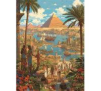 Diamond Painting Adultos Egipto 40x60cm, DIY Pintura Diamante Pirámide Full Drill Cuadro Diamantes Manualidades Niños, Dibujos con Diamantes Punto de Cruz Kit de Bordado para Decoración Hogar J-1099K