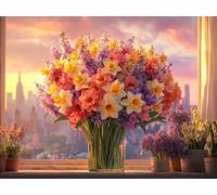 Diamond Painting Adultos Flor, 5D Paisaje Pintura Diamante Kit Completo, DIY Cuadrados Cristal Bordado Punto de Cruz Puzzle Diamantes Art, Manualidades Adultos para Decoración Hogar 80x60cm L0-214