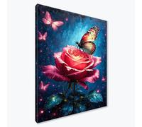 Diamond Painting Adultos Flor Diamond Painting Kit Completo, Mariposa Pintura de Diamante Niños, DIY 5D Cristal Bordado Punto de Cruz Manualidades para Decoracion Hogar, Regalo Mujer 40x50 cm F0-893