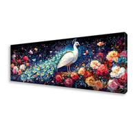 Diamond Painting Adultos Flor Pintura Diamante Kit Bordado Principiantes, Pavo Real Diamond Painting Grande 60x180 cm, DIY Cristal Embroidery Punto de Cruz Art para Decoración Pared Regalo W0-568