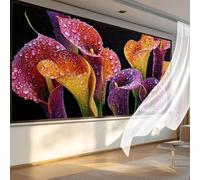 Diamond Painting Adultos Flores Pintura de Diamante Lirio De Cala Punto de Cruz Kits, 5D Dibujos con Diamantes Kit Completo DIY Cuadros Pintar por Numeros, Decoracion Pared Hogar 100 x 40 cm qL119